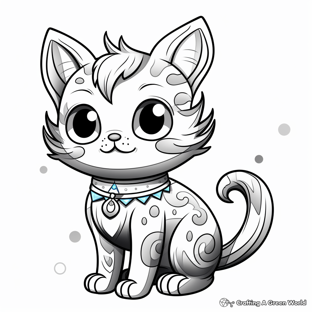 Magical Rainbow Cat Coloring Pages 1