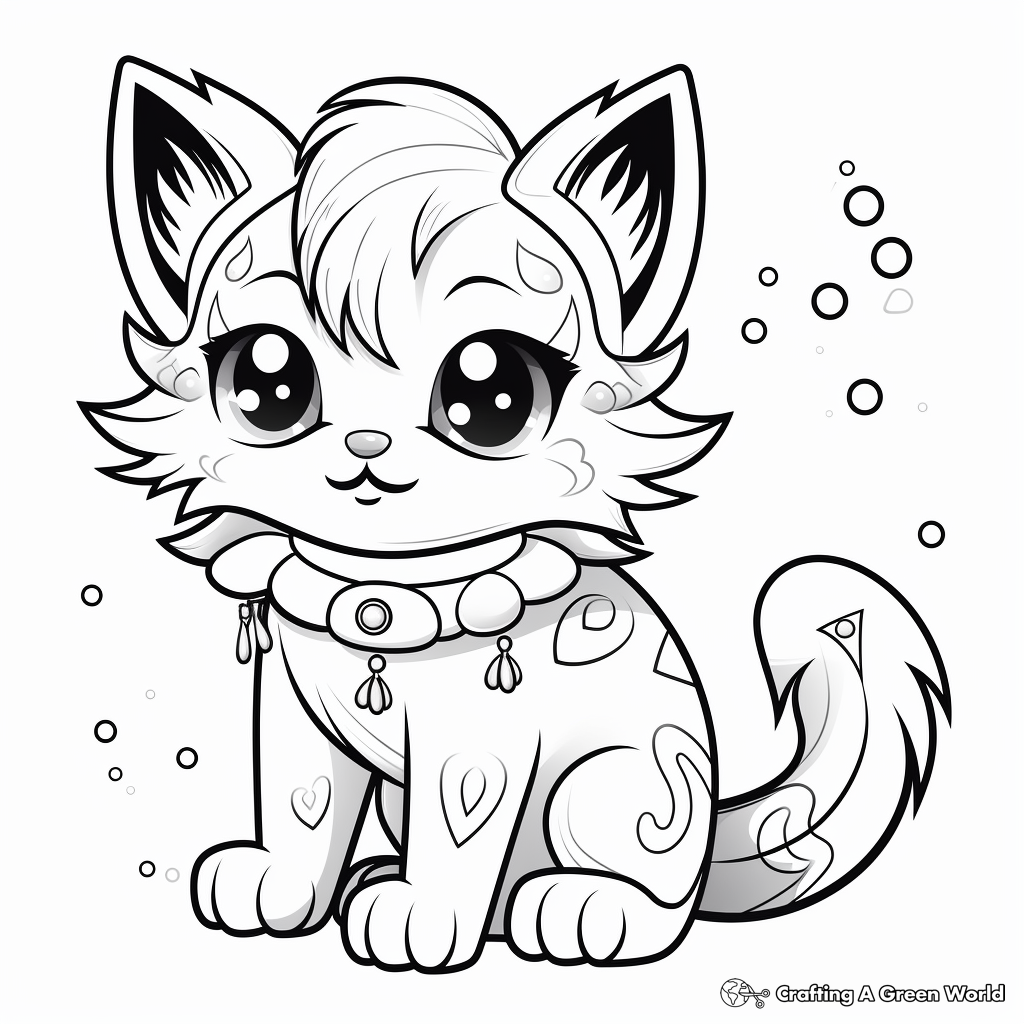 Magical Rainbow Cat Coloring Pages 4