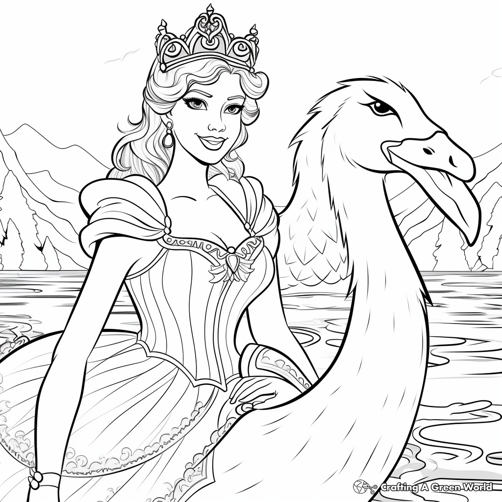 Magical Swan Princess Coloring Pages 3