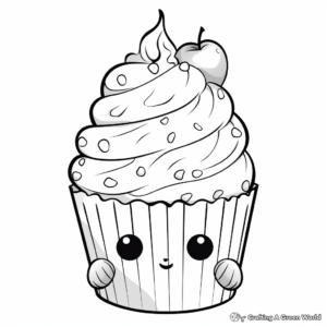 Magical Unicorn Cupcake Coloring Pages 3