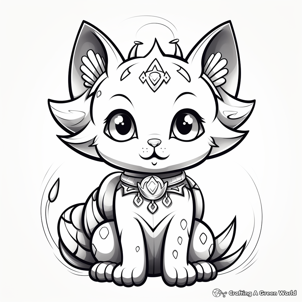 Magical Unicorn Kitty Coloring Pages 1