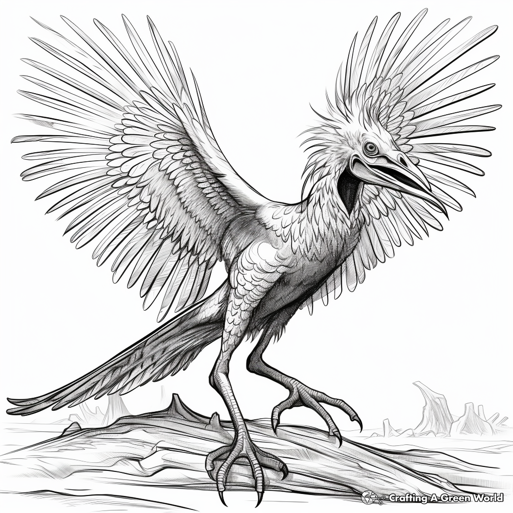 Magnificent Feathered Microraptor Coloring Pages 1