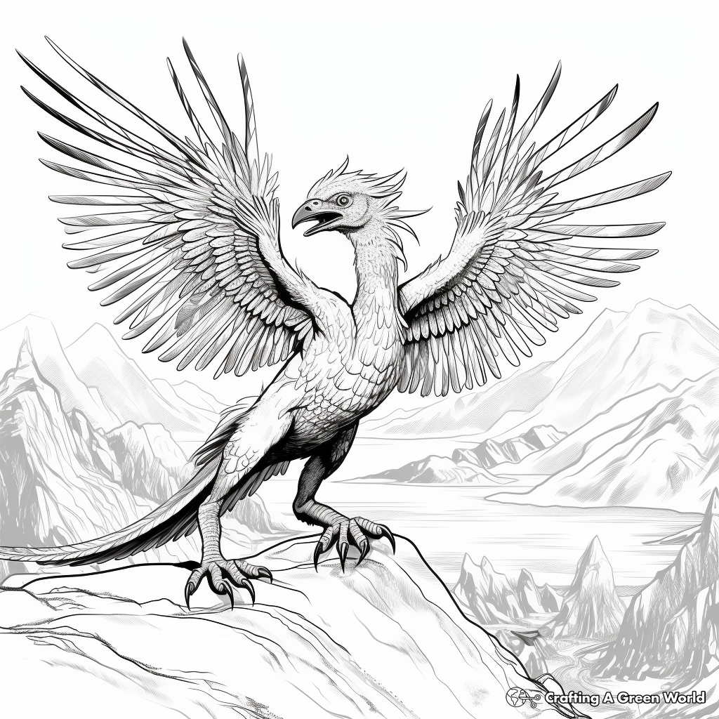Magnificent Feathered Microraptor Coloring Pages 4