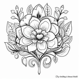 Magnolia and Love Heart Coloring Pages 1