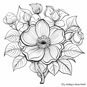 Magnolia and Love Heart Coloring Pages 3