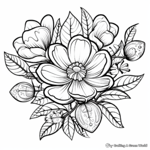 Magnolia and Love Heart Coloring Pages 4