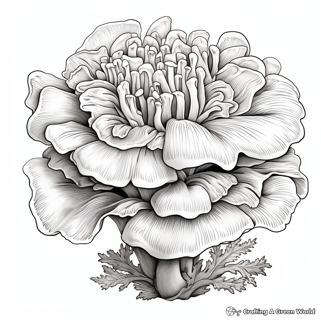 Maitake Mushroom Coloring Pages for Adults 1