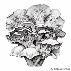 Maitake Mushroom Coloring Pages for Adults 3