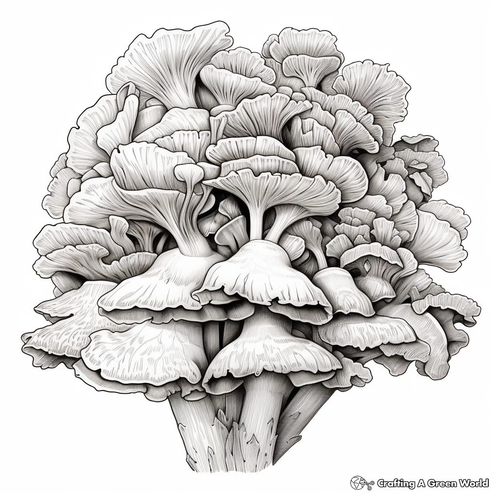Maitake Mushroom Coloring Pages for Adults 4