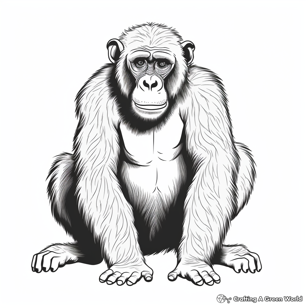 Majestic Alpha Male Chimpanzee Coloring Pages 1