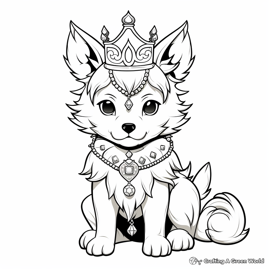 Majestic Anime Wolf King and Pup Coloring Pages 1