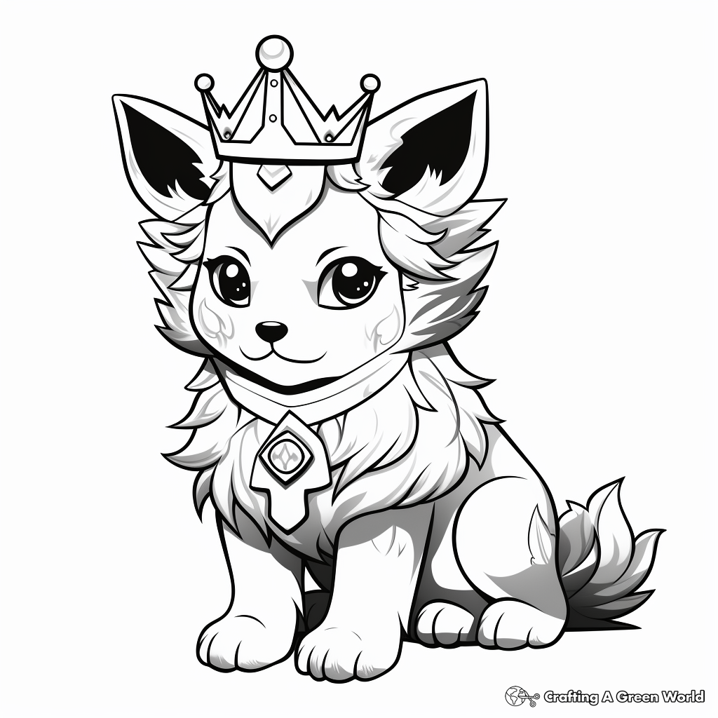 Majestic Anime Wolf King and Pup Coloring Pages 2