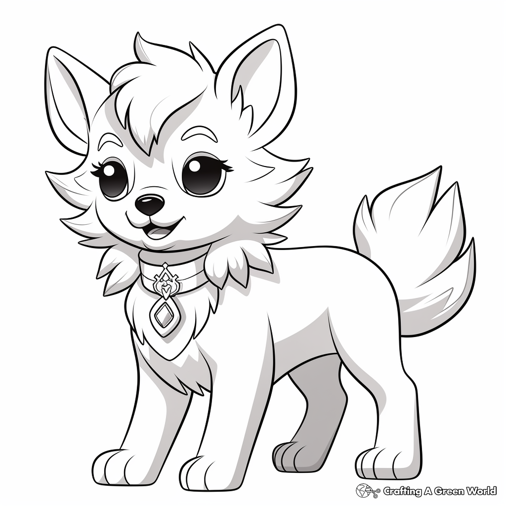 Majestic Anime Wolf King and Pup Coloring Pages 4