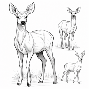 Majestic Antlered Buck and Graceful Doe Coloring Pages 1