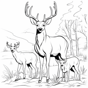 Majestic Antlered Buck and Graceful Doe Coloring Pages 3