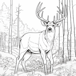 Majestic Big Buck in the Woods Coloring Pages 2