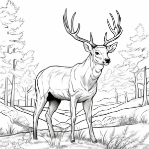 Majestic Big Buck in the Woods Coloring Pages 3