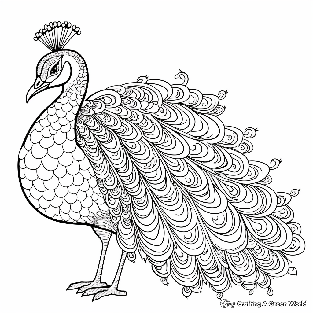 Majestic Burmese Peacock Coloring Pages 1