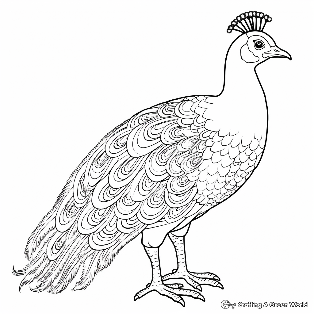 Majestic Burmese Peacock Coloring Pages 3
