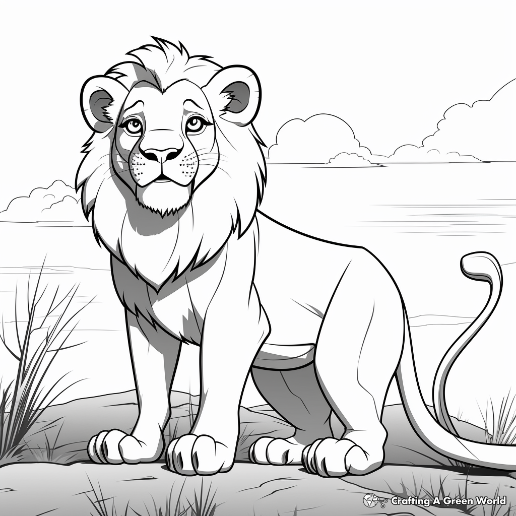Majestic Cartoon Lion King Coloring Pages 2