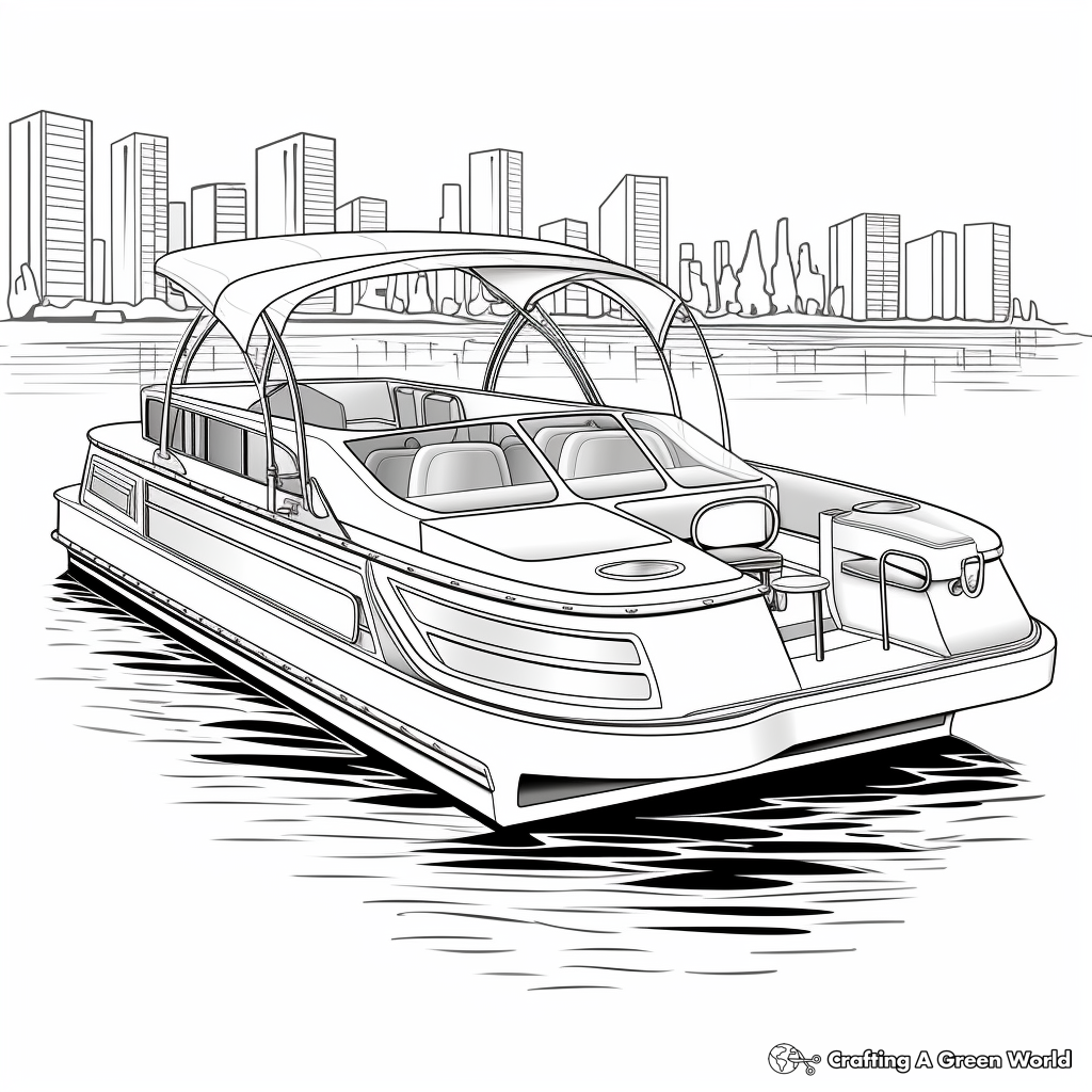 Majestic Classic Pontoon Boat Coloring Pages 3