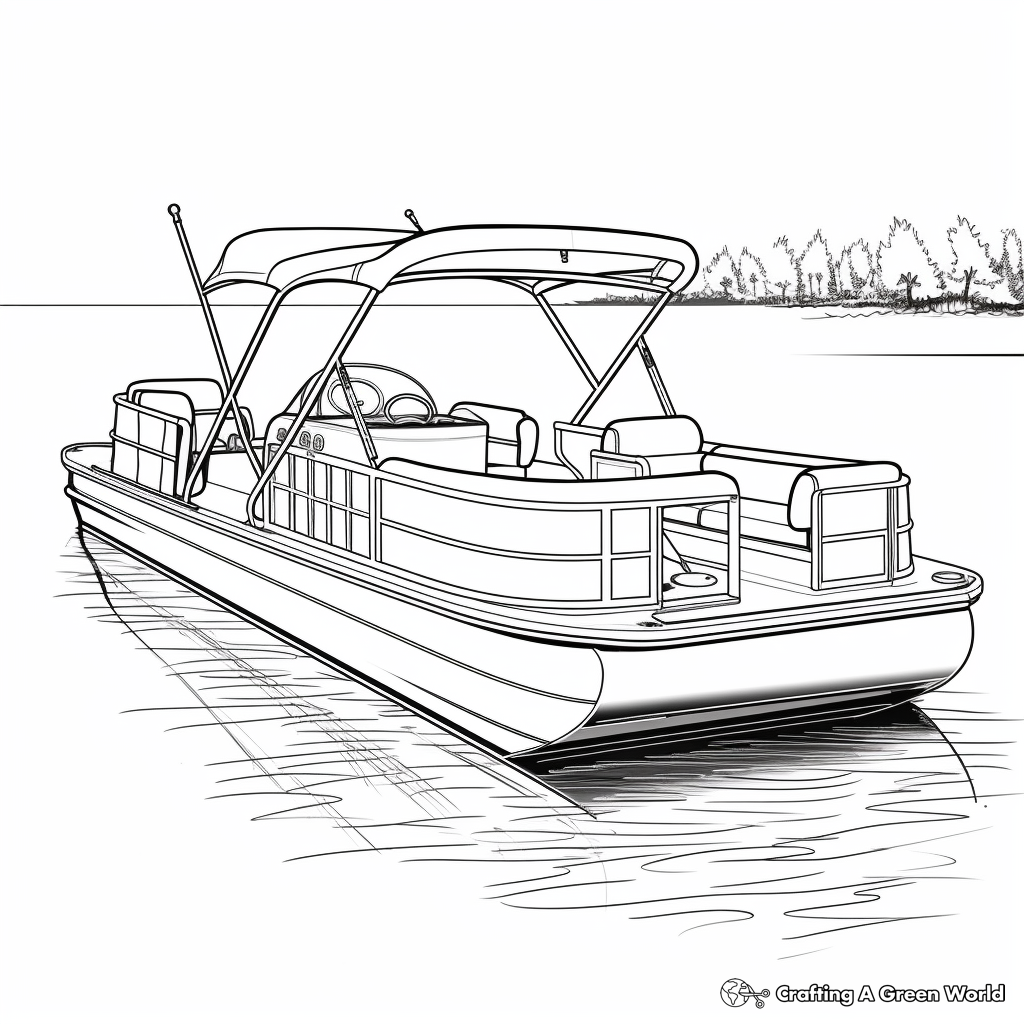 Majestic Classic Pontoon Boat Coloring Pages 4