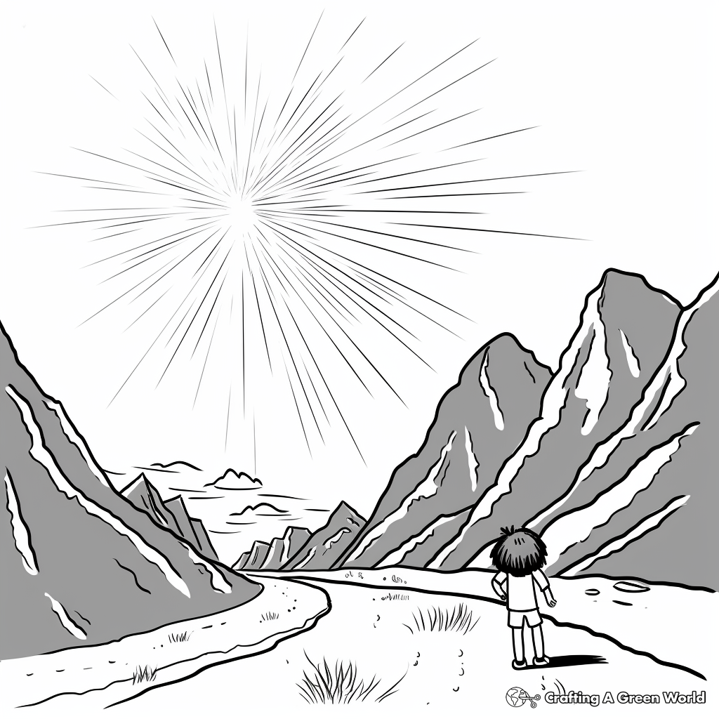 Majestic Comet Over the Mountains Coloring Sheets 2