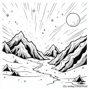 Majestic Comet Over the Mountains Coloring Sheets 4