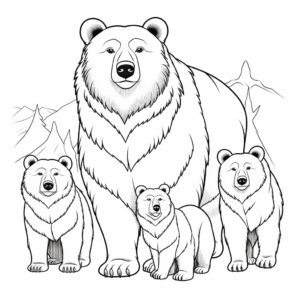 Majestic Grizzly Bear Family Coloring Pages 1