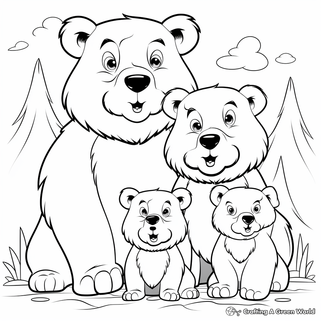 Majestic Grizzly Bear Family Coloring Pages 2