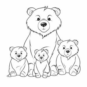 Majestic Grizzly Bear Family Coloring Pages 4