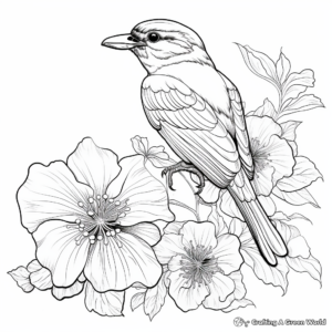 Majestic Hawk and Hibiscus Coloring Pages for Adults 1