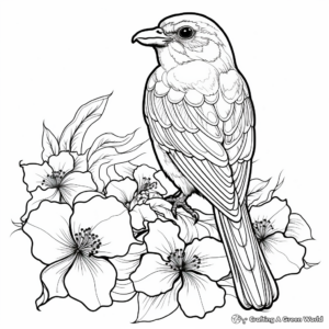 Majestic Hawk and Hibiscus Coloring Pages for Adults 3