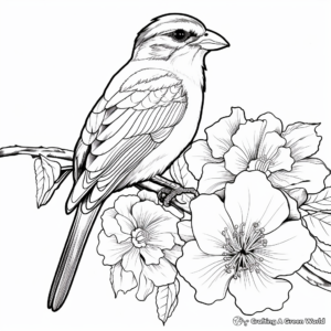 Majestic Hawk and Hibiscus Coloring Pages for Adults 4