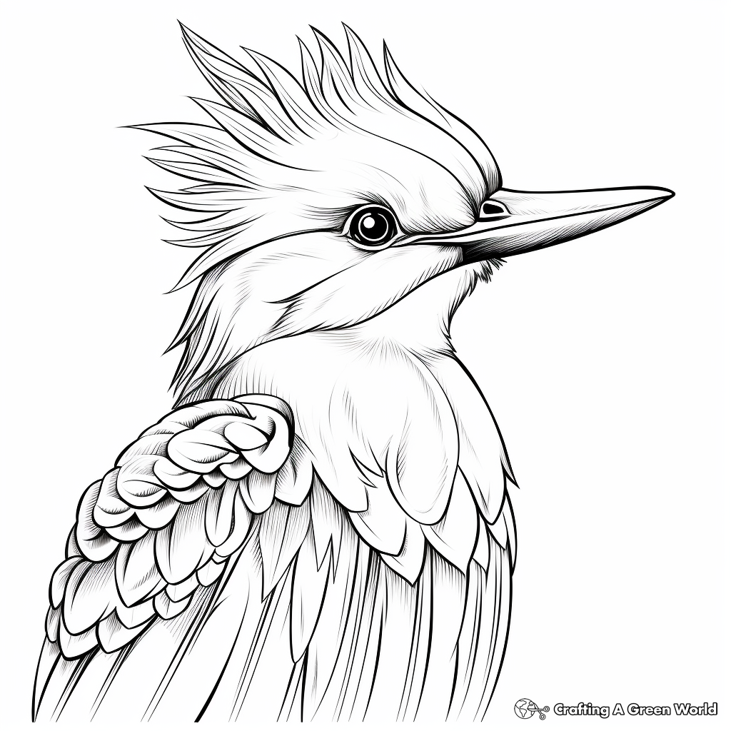 Majestic Kingfisher Portrait Coloring Pages 3