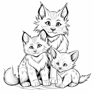 Majestic Lynx Kitties Coloring Pages 1
