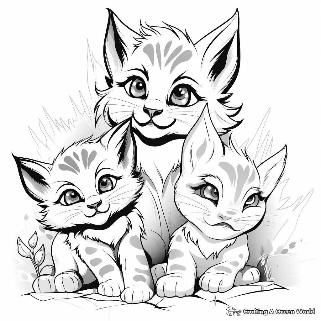 Majestic Lynx Kitties Coloring Pages 3