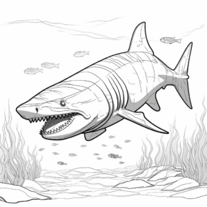 Majestic Megalodon Underwater Coloring Pages 2