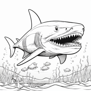 Majestic Megalodon Underwater Coloring Pages 3