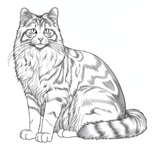 Majestic Norwegian Forest Cat Coloring Pages 2