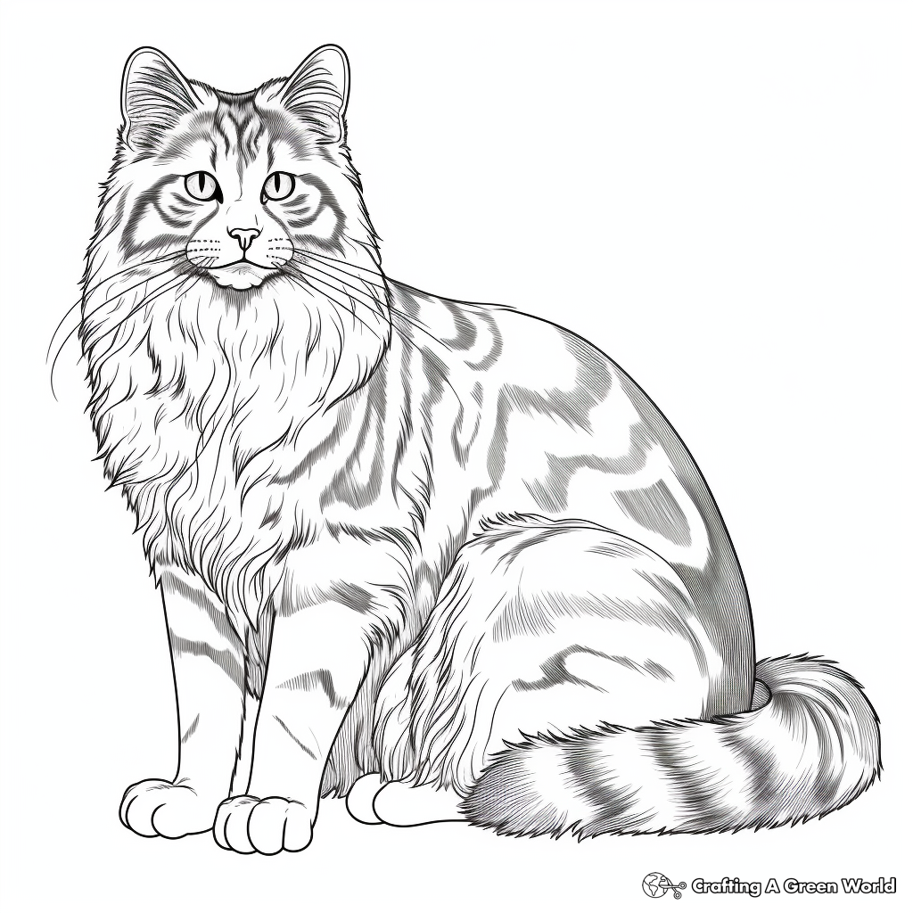 Majestic Norwegian Forest Cat Coloring Pages 2