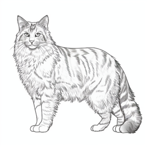 Majestic Norwegian Forest Cat Coloring Pages 3