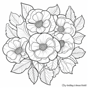 Majestic Peonies and Hearts Coloring Pages 1