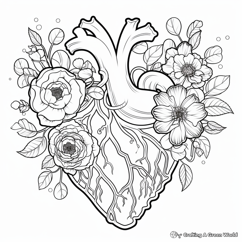 Majestic Peonies and Hearts Coloring Pages 3