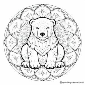 Majestic Polar Bear Winter Mandala Coloring Pages 2