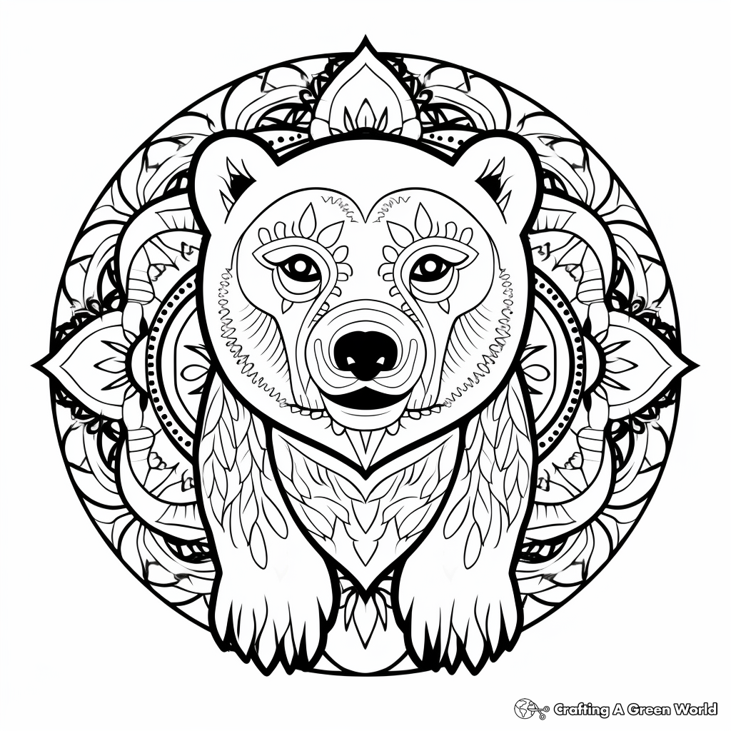 Majestic Polar Bear Winter Mandala Coloring Pages 3