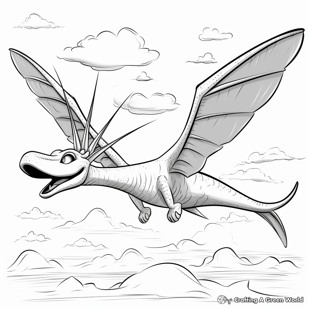 Majestic Pterodactyl Soaring Sky Coloring Pages 2