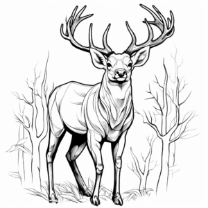 Majestic Red Deer Antler Coloring Pages 1