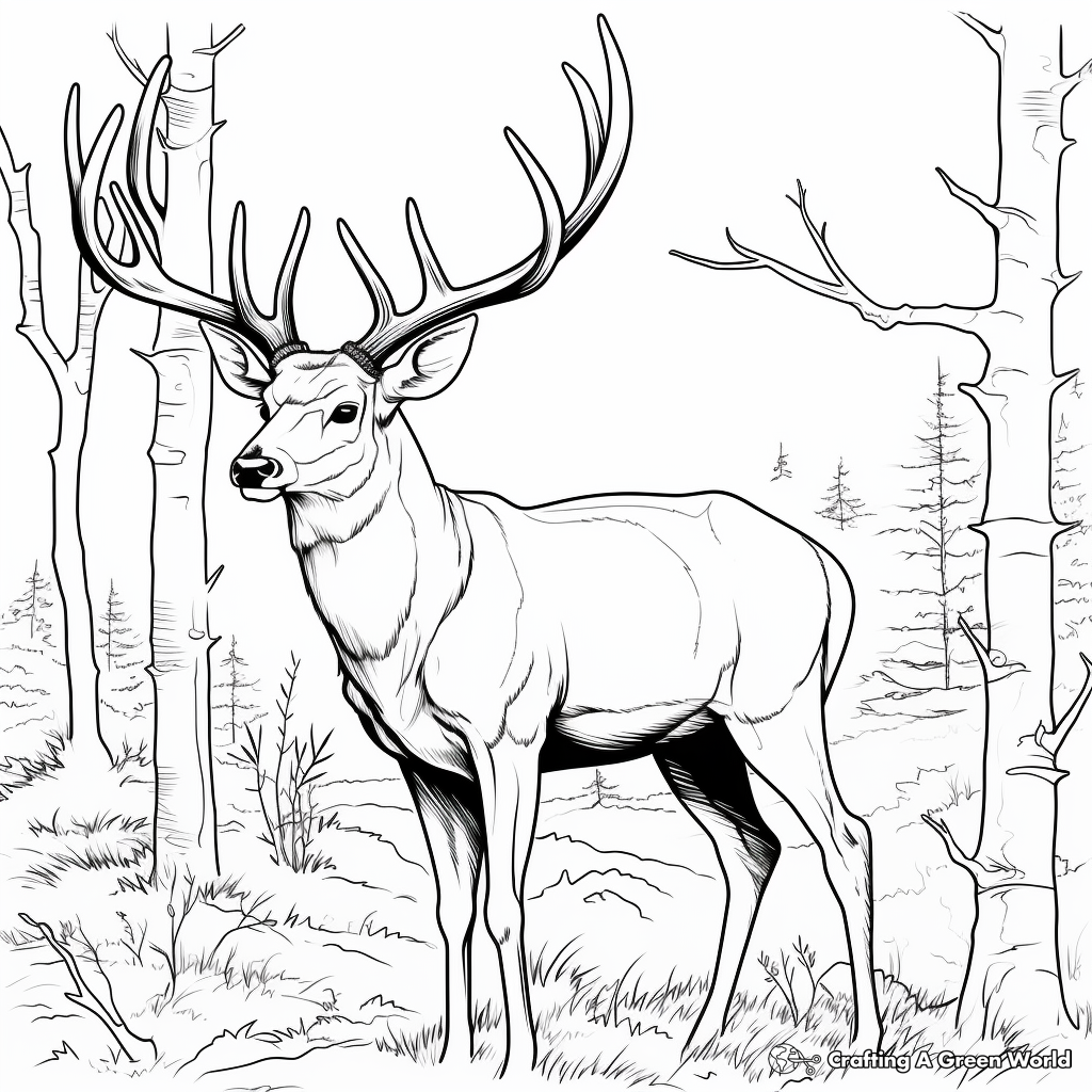 Majestic Red Deer Antler Coloring Pages 3