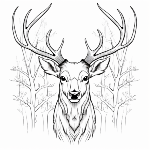 Majestic Red Deer Stag Head Coloring Pages 1